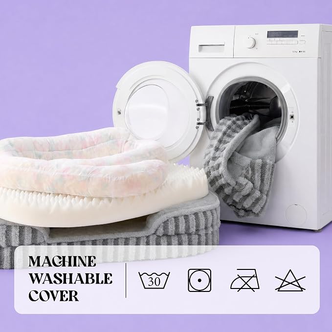 LE SURE Cute L-Plus Dog Beds, Orthopedic Waterproof Large Pet Bed with Sides, High Back Non-Slip Bottom and Egg-Crate Foam Dog Couch Sofa with Washable Removable Cover, Grey