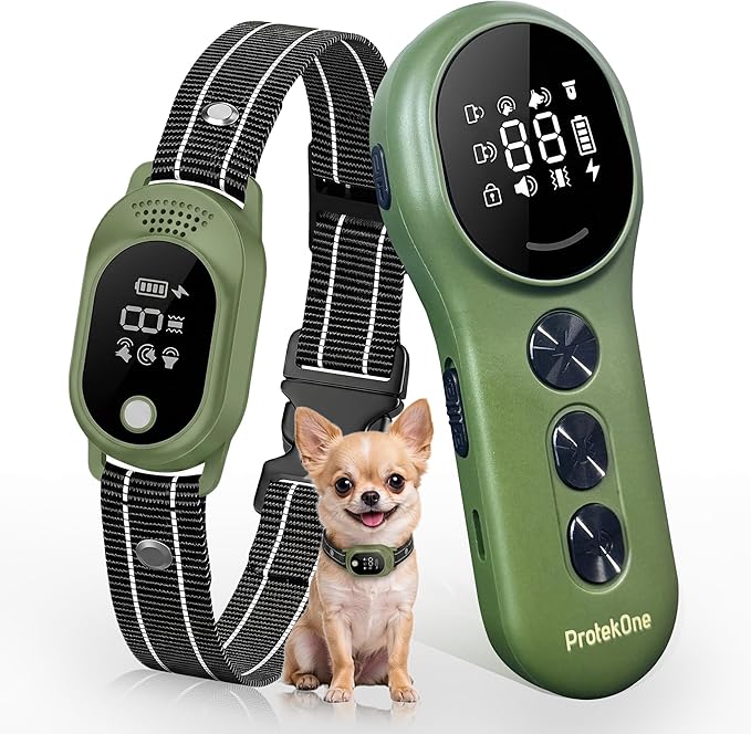 Shock Collar for Dogs & Dog Bark Collar - with 2600FT Range, 100 Levels Sensitivity, IP67 Waterproof for Small, Medium, Large Dogs (Green)