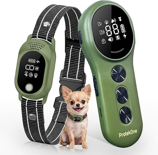 Shock Collar for Dogs & Dog Bark Collar - with 2600FT Range, 100 Levels Sensitivity, IP67 Waterproof for Small, Medium, Large Dogs (Green)