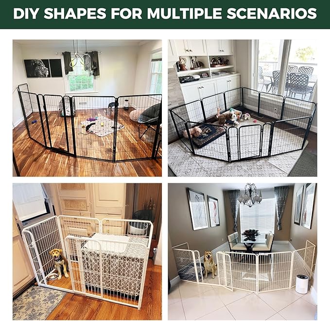 FXW Homeplus Unleashed Indoor Dog Playpen - Stress-Free and Safe Play, Heavy Duty 40 Inch 32 Panels Dog Pen for Medium and Large Dogs, White│Patented
