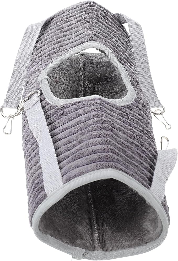KALLORY Pet Ferret Hammock and Tunnel Hanging Nest Gray Small Animal Sleeping Bed for Hamsters and Squirrels Cage Bedding