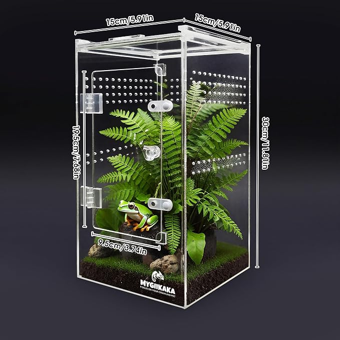 MYGIIKAKA Jumping Spider Enclosure Accessories, Tarantula Spider Box, Bug Cage, Praying Mantis Habitat Enclosure, Snail Insect Terrarium, Caterpillar Habitat (6x6x12 inch)