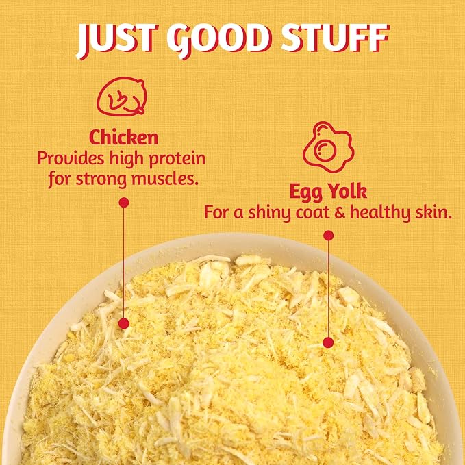 Just Try 4.23 OZ Chicken & Egg Yolk Cat Food Toppers Sprinkles with Freeze Dried Egg Yolk High Protein & Low Fat Freeze Dried Cat Treats