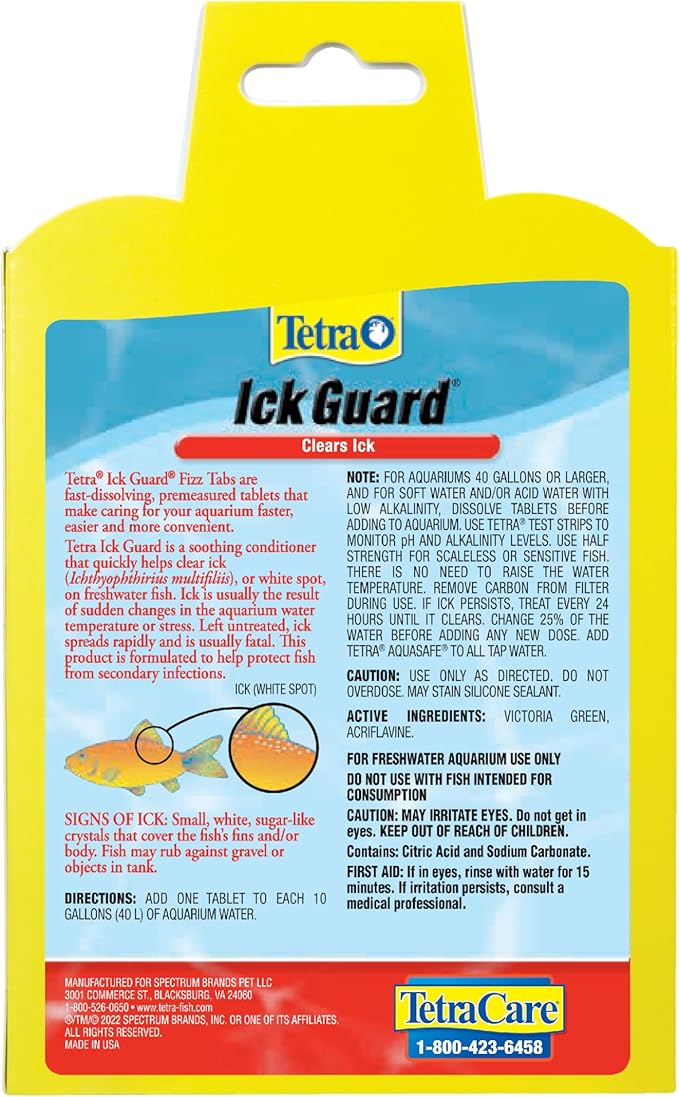 Tetra Ick Guard 8 Count, Quick Remedy For Ick In aquariums, Golds & Yellows