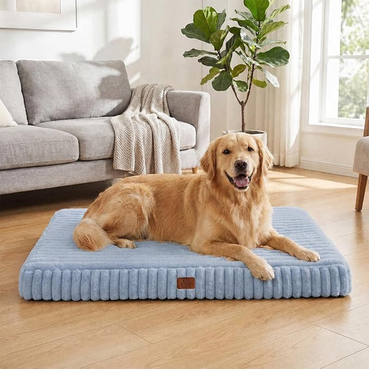 Orthopedic Dog Bed for Medium Dog, Waterproof Pet Bed,Non-Slip Bottom and Egg-Crate Foam with Removable Washable Cover Crate Bed,Blue,30"x20"x3"