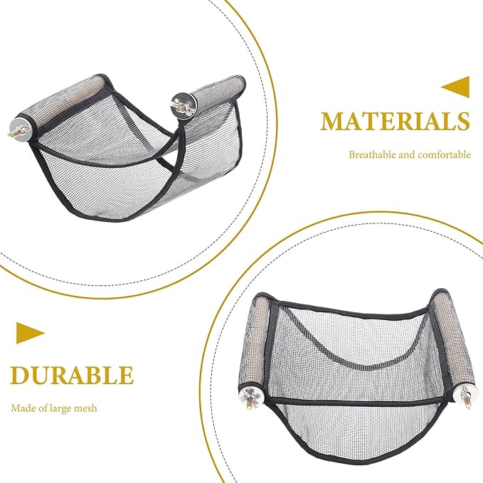 KALLORY Breathable Ferret Hammock Small Pet Hanging Bed Black Mesh Large Size Cage Accessory for Hamsters Ferret Nest Summer Ventilated Hideout