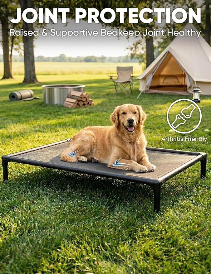 suddus Elevated Dog Bed Waterproof Outdoor, Portable Raised Dog Bed, Dog Bed Off the Floor, Chew-Proof Dog Bed Easy Clean Indoor or Outdoor Use，XX-Large, 56 * 37.5 * 9in, Grey