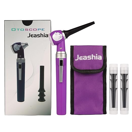 Veterinary LED Otoscope for Pets Cat-Design - Ear Infection Detector with Light, 6 Disposable Tips for Dogs & Cats, Portable Home Ear Checker (Purple)
