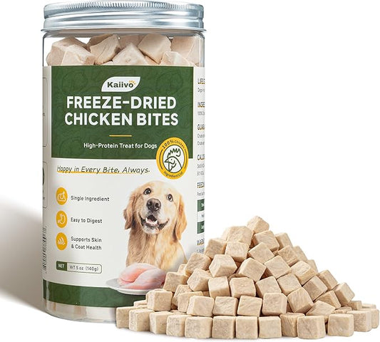 Freeze Dried Chicken Dog Treats, High Protein Training Treats, Single Ingredient Natural Dog Snacks, Grain Free, Easy to Digest, Net Wt. 5 oz