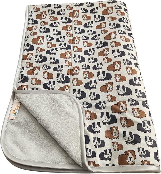Tater Pets Guinea Pig Fleece Cage Liner - Tidy Mat - Lap Pad - Corner Pad - Absorbent - Machine Washable - for Guinea Pigs and Hedgehogs (Guinea Pigs on Gray, 2x3 C&C (28"x 42"))