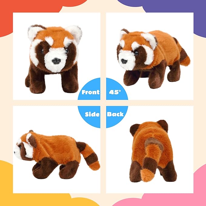 Walking Red Panda Stuffed Animal Speaking Roar Plush Electric Interactive Animated Plushies Toy for Girls Boys Birthday