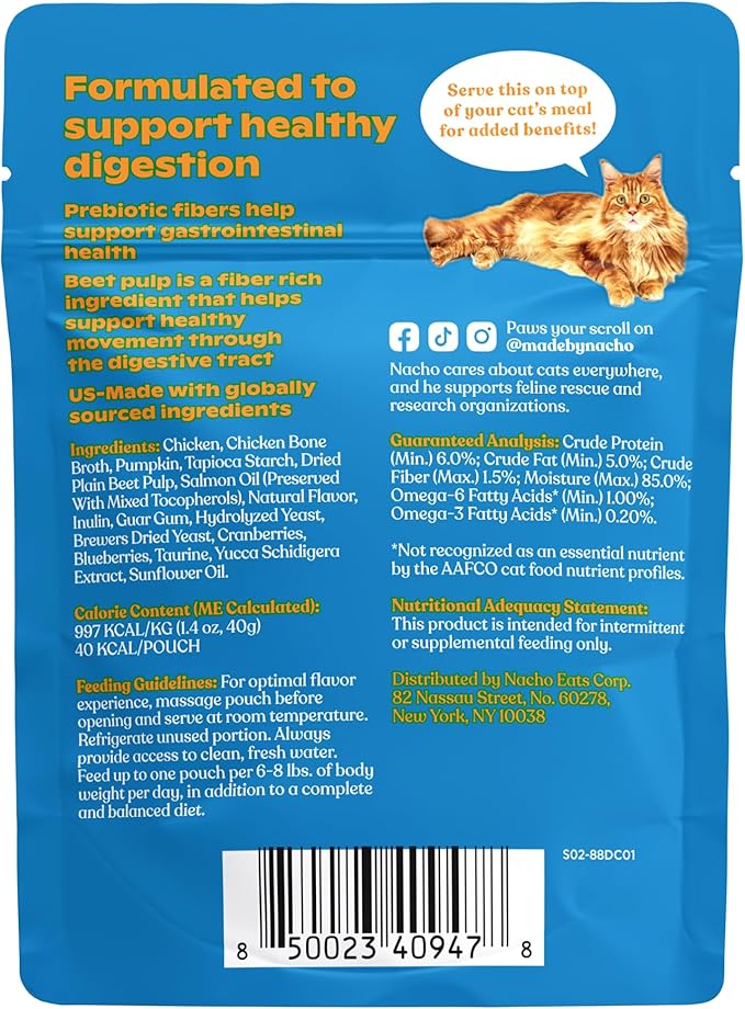 Made by Nacho Digestive Support Cage-Free Chicken Puree Meal Topper with Bone Broth (18 Count)