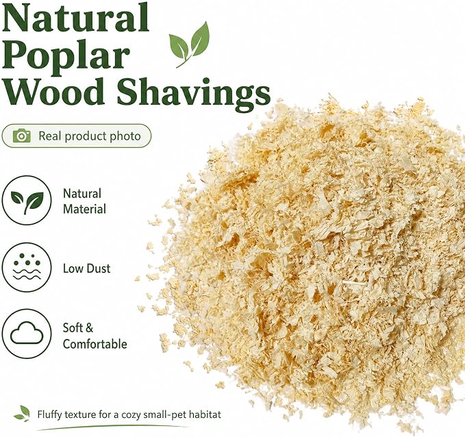 35oz Natural Aspen Wood Pet Bedding – Low Dust, Odor Control & Ultra Absorbent Shavings for Hamsters, Parrots, Guinea Pigs & Small Animals