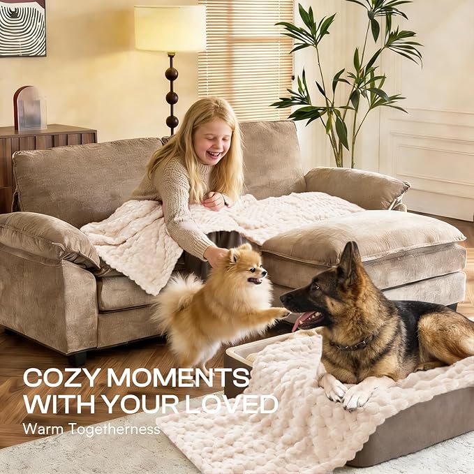 Luciphia 300GSM Fleece Dog Blanket for Small Medium Large Dogs 3D Jacquard 1 Pack 3 Flannel Puppy Cat Pet Throw Blankets Soft Washable Decorative Furniture Protect Pcs3-White, S(23''x16'')