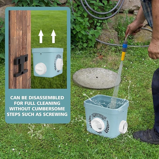 ‎Tgeyd Chicken Feeder and Chicken Waterer Set - Hanging Automatic Chicken Feeder No Waste - Chicken Coop Accessories - Poultry Waterer with 2 Gallon/10 Pounds