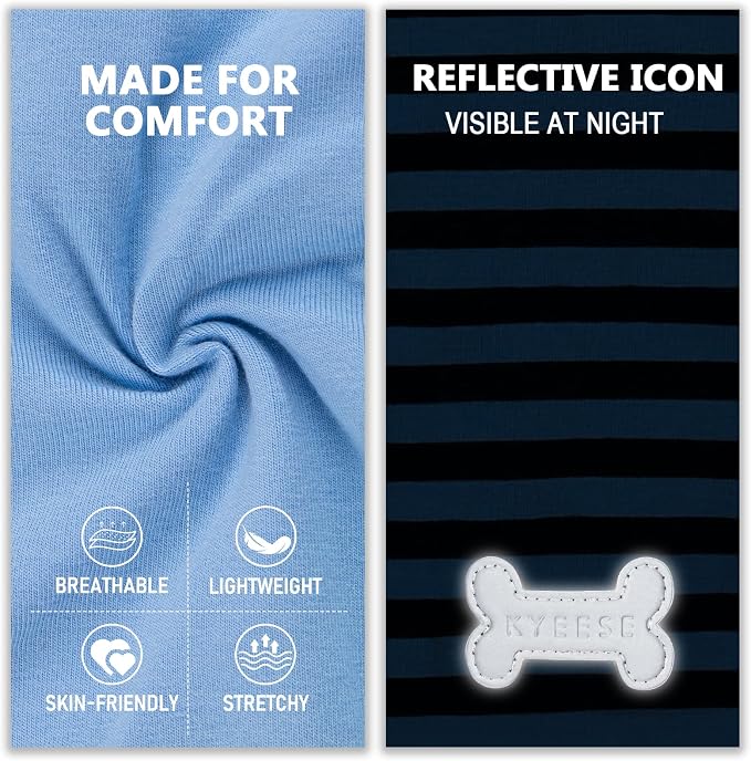 KYEESE 2Pack Dog Shirt, Soft Striped Dogs T Shirts, Lightweight Pet Tank Top, Sleeveless Dog Shirt for Medium Dogs, Stretchy Comfortable Pet Vest, Dark Blue, 2XL