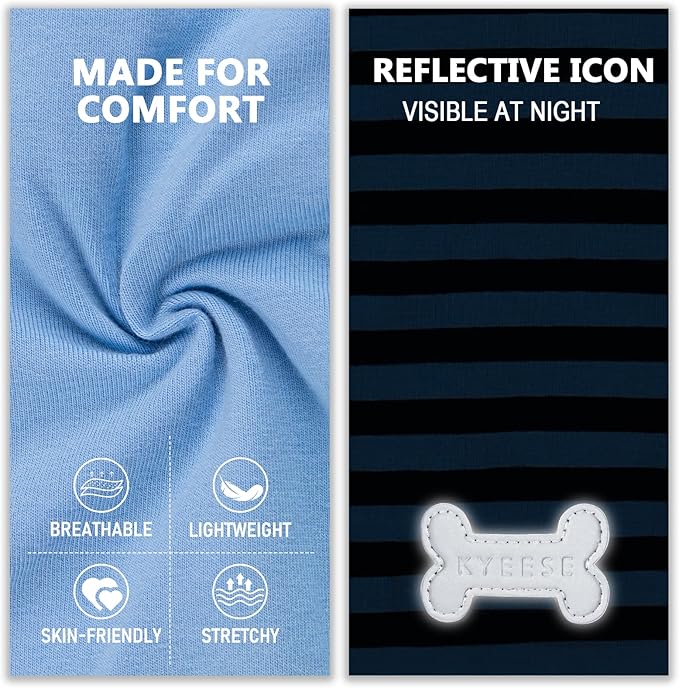 KYEESE 2Pack Dog Shirt, Soft Striped Dogs T Shirts, Lightweight Pet Tank Top, Sleeveless Dog Shirt for Small Dogs, Stretchy Comfortable Pet Vest, Dark Blue, XL