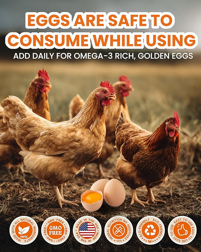 Natural Chicken Powder Chili Mix, 1 lb Herbal Feed Topper for Laying Hens, Egg-Safe Poultry, Daily Wellness Feed Topper, Garlic Pumpkin Seed Wormwood, Marigold Turmeric for Golden Yolks