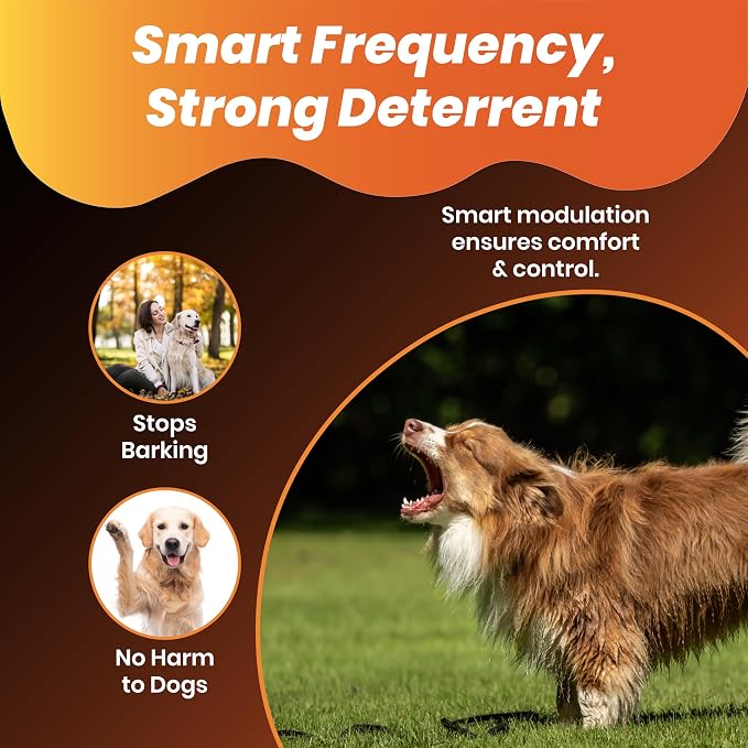 New Ultrasonic Dog Deterrent with 0-9 Variable Frequency Gears, 180° Wide Coverage, Multi-Breed Compatibility, and Built-in Flashlight – Safe & Effective Bark Control and Training Tool