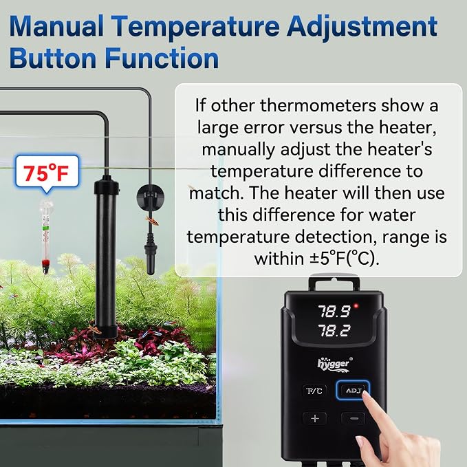 hygger Aquarium Heater,Submersible Fish Tank Heater with External Digital Display, Including Overheat & Leakage Protection and Temperature Sensor for Freshwater and Saltwater (500W for 60gal~90gal)