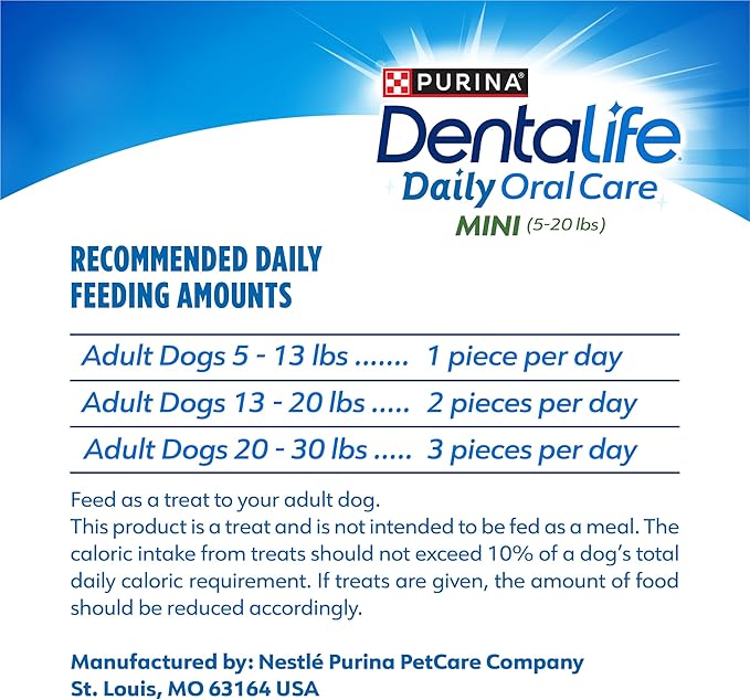 Dentalife Daily Oral Care Dog Treats for Small Dogs 5-20 lbs.,Chewy Dental Treat to Freshen Breath and Fight Tartar,Chicken Flavor,14.7 oz. Each,90 Chews - 2 x 45 ct. Pouch, 90 Count(Pack of 2)
