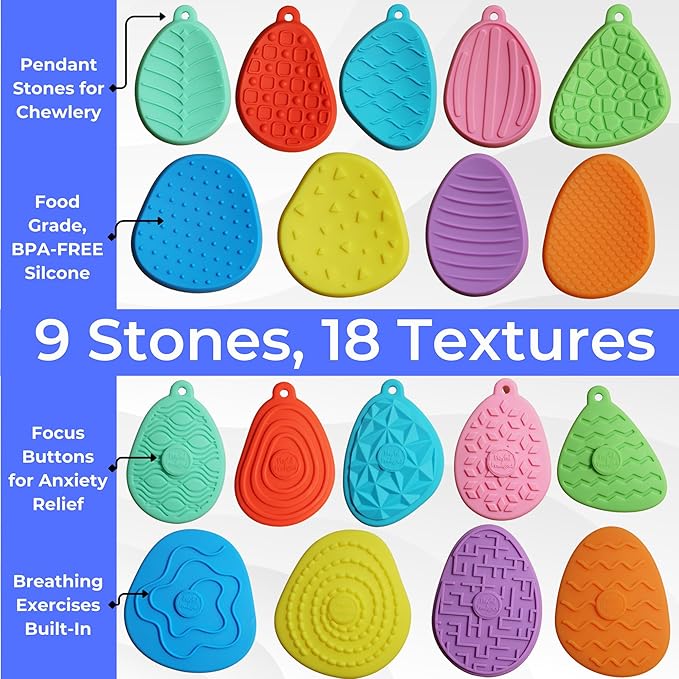 9 Chewies for Kids Sensory Chew Toys for Autistic Children, Chewy Toys for Sensory Kids with Autism Sensory Products, Chewys for Autism Kids, Sensory Toys for Kids with Autism Chewy Necklace