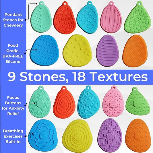 9 Chewies for Kids Sensory Chew Toys for Autistic Children, Chewy Toys for Sensory Kids with Autism Sensory Products, Chewys for Autism Kids, Sensory Toys for Kids with Autism Chewy Necklace