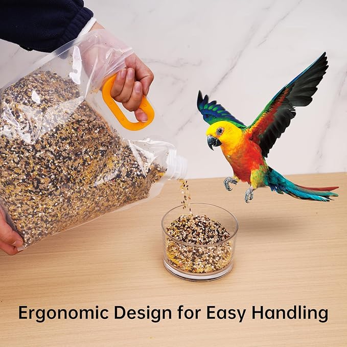 NiHome 3-Pack Bird Food Storage Bags for Birdseed, Sunflower Seeds, Nuts, Thistle Seeds, Pet Food, 10L/5L/2.5L Multi-Size Set with Funnel, Portable Handle and Easy-Pour Spout for Indoor & Outdoor Use