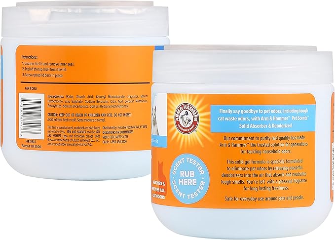 Arm & Hammer Pet Scents Gel Odor Eliminator,Solid Baking Soda Deodorizer for Pet Areas,Homes,Litter Boxes,and Rooms,Long-Lasting Odor Control,Fresh Breeze Scent,15 Oz,(Pack of 12)