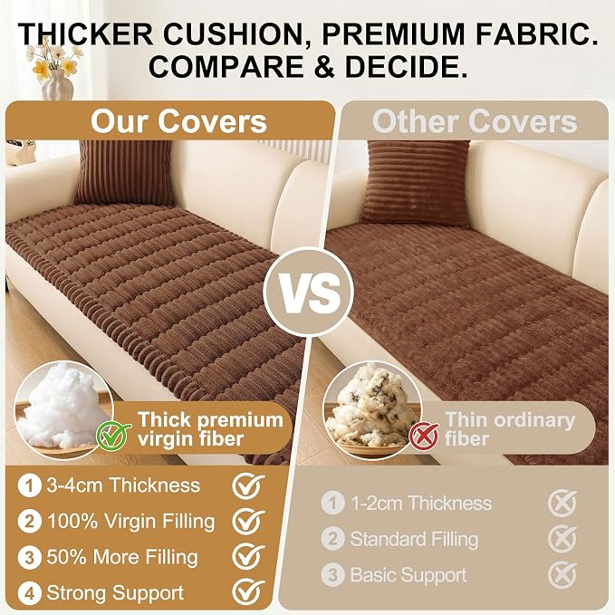 Smiry Couch Cover for Dogs, Non Slip Washable Sofa Protector for Pets, Soft Furniture Cover for Pet, Stylish Sofa Covers, Cozy Protect Against Fur, Dirt & Everyday Messes (Brown, 27.6" x 82.7")