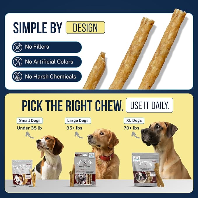 Tartar Shield Soft Rawhide Chews | Safe Dental Treats for Small Dogs | Vet VOHC Approved | Daily Bone Cleans Teeth & Gums Fresh Breath Oral Health Support | USA Made | (Small Dogs / 30 Count)