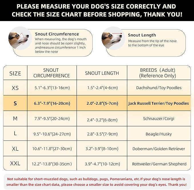 Dog Muzzle, Breathable Soft for Small Dogs to Anti & Prevent Barking Biting Chewing, Reflective & Adjustable Basket Muzzle with Air Mesh for Toy Poodles Beige S
