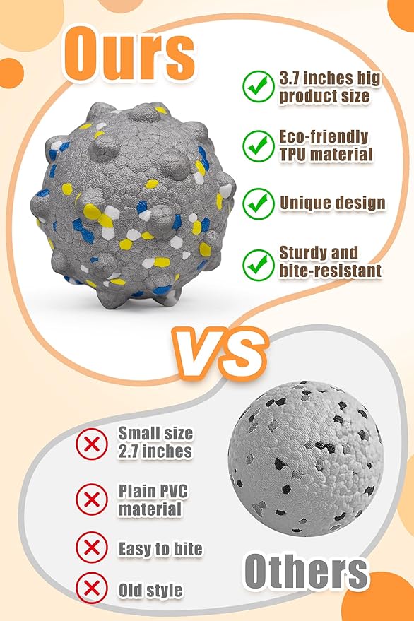 Moonorange 1.96'' Dog Balls for Dogs Aggressive Chewers Indestructible Tennis Durable Bouncy Interactive Dog Toy Balls for Fetch Game Floating Training(Grey Small)