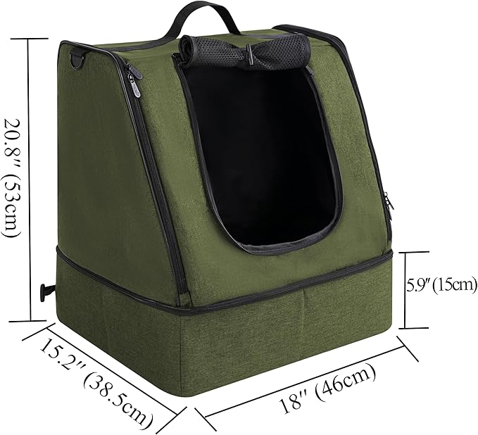 apollo walker Portable Cat Travel Litter Box with Zipped Waterproof Bag,No Collapse with Hard Base Insert at Bottom, No Leakage, No Smell, Easy to Carry, Easy to Use in Hotels, Car Green