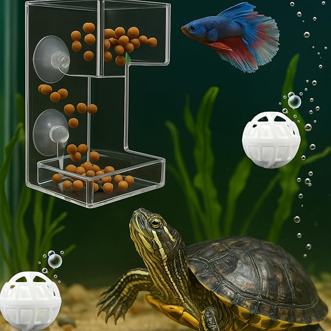 Acrylic Fish Feeding Tube For Turtle And Filter Balls, Fish Feeder Ring And Nitrifying Ball, Betta Feeding Ring, Turtle Enrichment Toys, Floating Betta Food Holder, Aquarium Feeder Tubes (Clear, Tube)