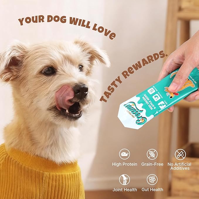 M-PETS Variety Pack Lickable Dog Treats,4 Flavors Soft Healthy Dog Snacks in Squeeze Tubes for Puppies & Seniors,Reward Training or Food Topper,Low-Calorie Puree for Joint & Digestive Support – 8 Pack