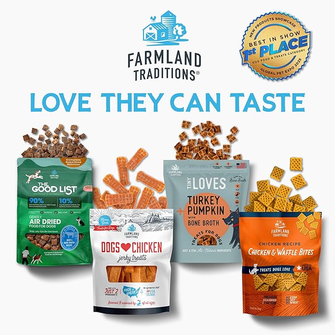 Farmland Traditions The Good List Air-Dried Dog Food, Premium Chicken & Bone Broth for Dogs, Protein Rich & Grain-Free Nutrition, 2.2 Pound Bag