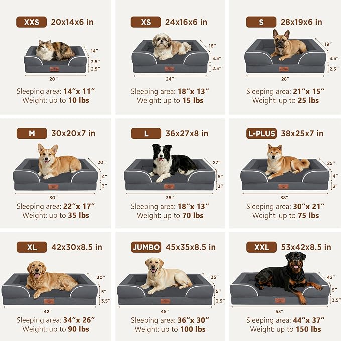 Comfort Expression Orthopedic Dog Bed for Medium Size Dog with Bolster | Waterproof Dog Couch Bed with Washable Cover & Non-Slip Bottom, Supportive Egg Crate Foam Medium Pet Bed, 28x19 Inch