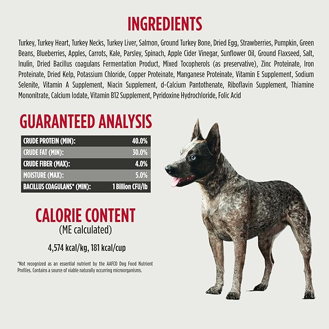 Nulo Freeze-Dried Raw Turkey & Salmon Recipe with Strawberries Complete and Balanced Dry Dog Food Kibble, 18 Ounce Bag