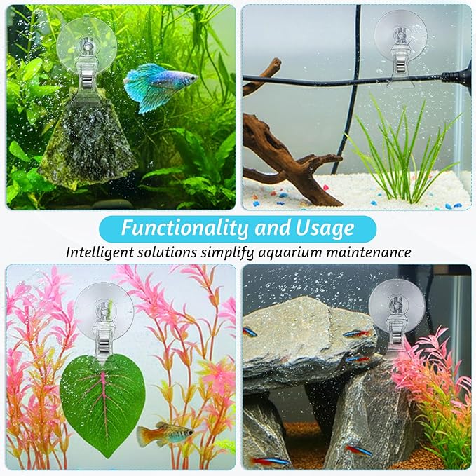 6 Pack Aquarium Suction Cup Clips, Clear Plastic Fish Feeding Tool, Veggie Seaweed Plant Holder for Fish, Underwater Fish Feeder, Tank Fish Feeder Clips Accessories