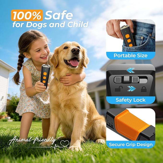Ultrasonic Dog Bark Deterrent Devices 3X Anti Barking Device for Dogs,Humane Dog Training Tools with LED Flashlight & Beep,Rechargeable Bark Control for Indoor Outdoor Safe & Effective Trainer