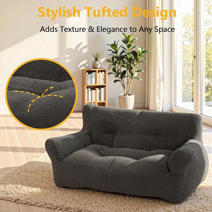 Lovupet Dog Couch for Small Medium Breed, Dog Sofa Bed Full Filled Sponge, No Assembly Need, PS581 (Neutral Grey)