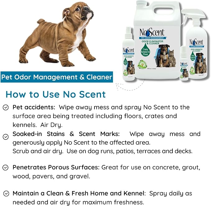 No Scent Crate Kennel & Floor Probiotic Cleaner Spray for Dog Cat Pet Odor Stains (8 Fl Oz / 237 mL)