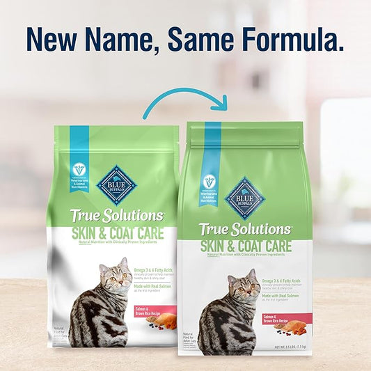 Blue Buffalo True Solutions Skin & Coat Care Natural Dry Cat Food for Adult Cats, Salmon, 3.5-lb. Bag