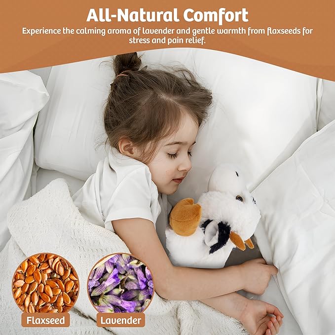 Marysun Microwavable Heated Cow Stuffed Animal - Weighted Stuffed Animal Plush, Heating Pad, Cozy Gift for Girls|Women|Kids|Elderly People, 9.8in, 1.65lb