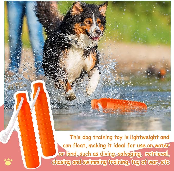 Blueweenly 4 Pcs Dog Bumper Toy for Water Retrieving Plastic Puppy Training Dummy Dog Float Toy Lightweight for Float on The Water Pool Outdoor Training Hunting Fetching (Orange)