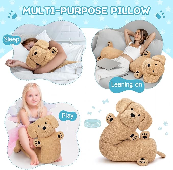 Muiteiur 43.3 Inch Long Dog Plush Pillow, Golden Retriever Dog Stuffed Animal with Big Ears, Soft Hugging Body Pillow, Gift for Kids, Girlfriend