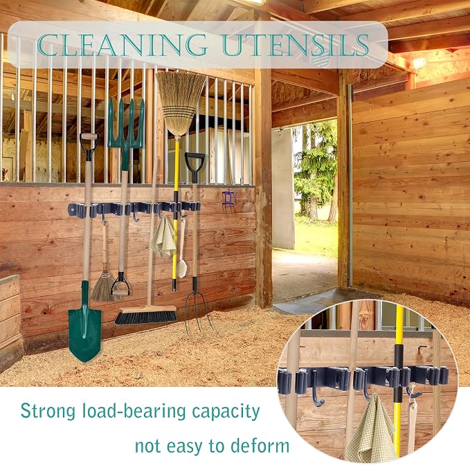 Horse Whip Crop Holder with Bridle Hooks, Stall Tool Holder Horse Tack Rack Wall Mount Bridle Rack Organizer Horse Stables Supplies Storage Rack Stall Hanger Accessories