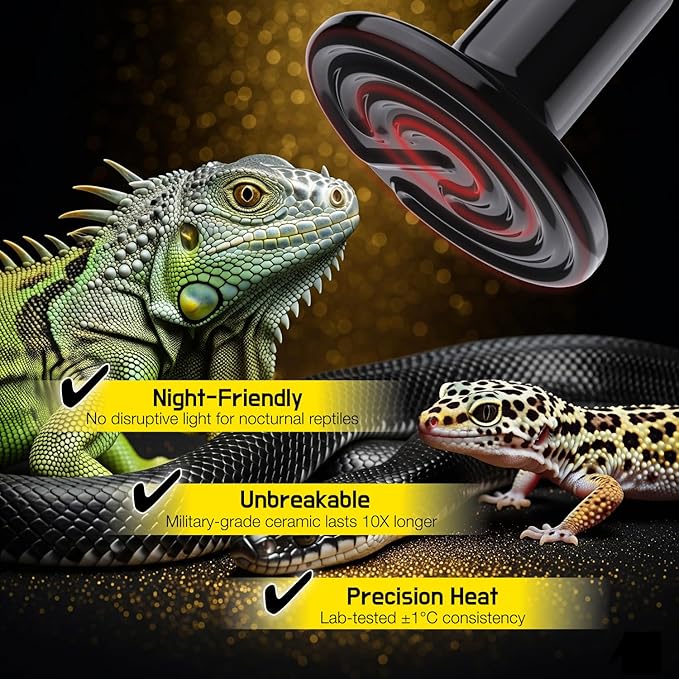 Reptile Dual Heat Lamp, 2-Pack 150W Ceramic Heat Emitter – Heat Bulbs Combo for Terrariums, Ideal for Bearded Dragons, Tortoises, Snakes, Chicken, Puppy, Plant
