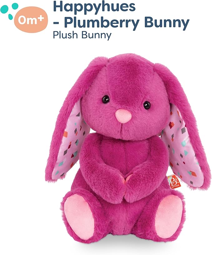 B. toys – Plush Bunny Stuffed Animal, 12-Inch Soft Baby Toy with Floppy Ears – Safe Washable Rabbit Cuddle Companion for Babies & Toddlers, Safe Materials for 0+ Months– Pink